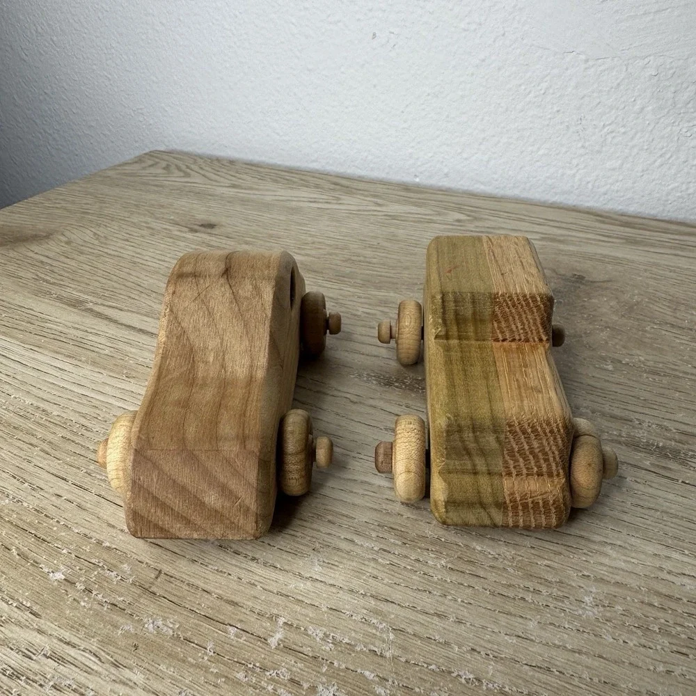 Handmade Carved Wood Cars Set of‎ 2 Race Car / Model T - Toysforblessings